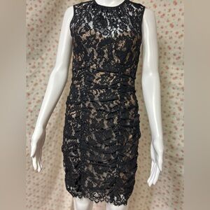 Nanette Lepore Black Lace Sheath Dress With Iridescent Slip
